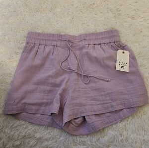 NWT Billabong Lavender Purple Cotton Pull On Elastic Shorts Size Large